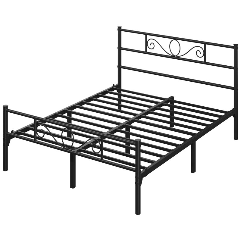 Metal Bed Frame with Headboard/Under-Bed Storage, Double (4'6), Black