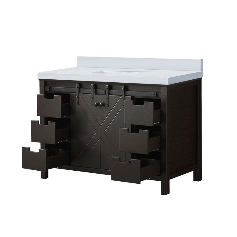 Meuble-lavabo brun 48 po X P 22 po D, avec comptoir en marbre de culture, Brun