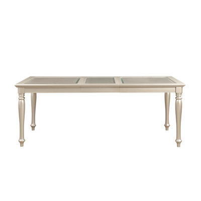 Traditional Design Dining Table 1Pc Extension Leaf Glass Insert Top Formal Dining Room Furniture