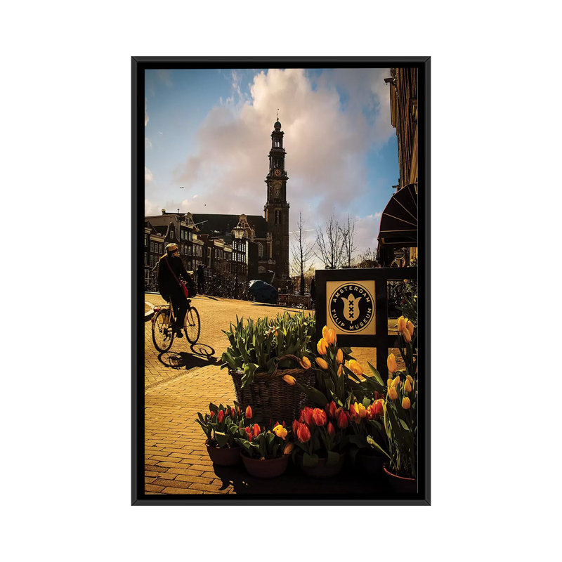 « amsterdam v », impression sur toile, H 26 po x l 18 po x P 1,5 po, Toile avec cadre noir, Pas de tapis