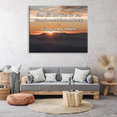 Trinx Gallery Wrapped Canvas By Giorgio Agamben: "God did not die; he was transformed into mo