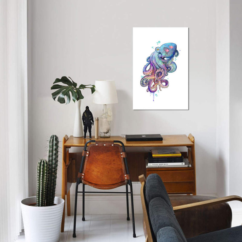«Octopus», impression sur toile, H 40 po x l 26 po x P 1,5 po, Toile tendue, Pas de tapis