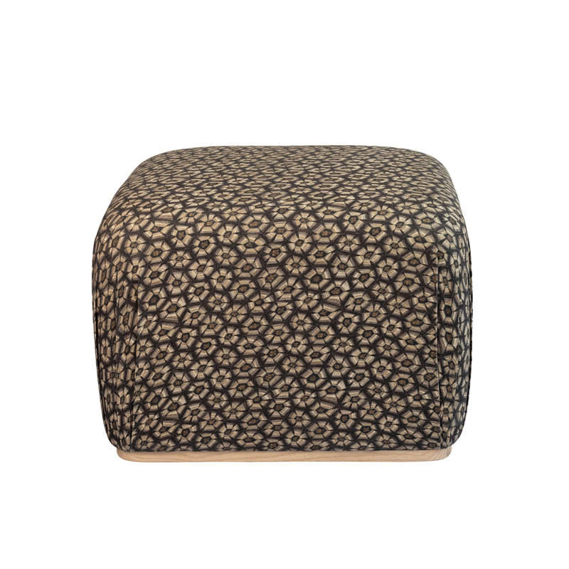 Linen Fabric Ottoman, Thanda Tortoise Silver