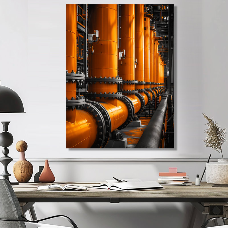 Orange orange Powerhouse Pulse Power Plant I - Power Plants, art mural, Métal métal, H 16 po x l 32 po