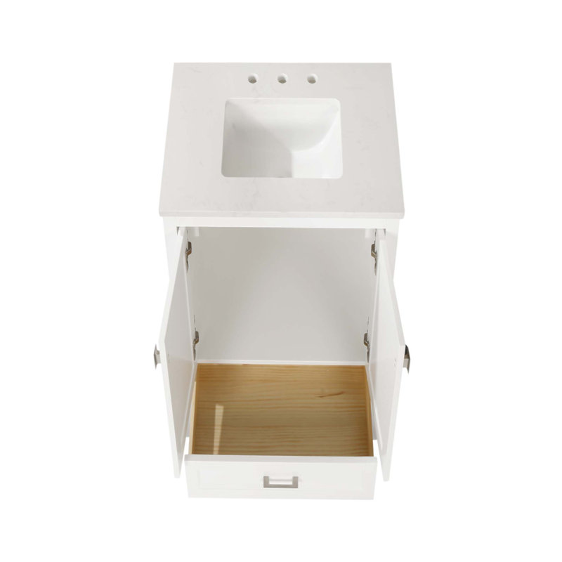 Meuble-lavabo de 30 pouces avec lavabo combiné, armoire entièrement assemblée et comptoir en marbre durable pour des salles de bain élégantes et fonctionnelles