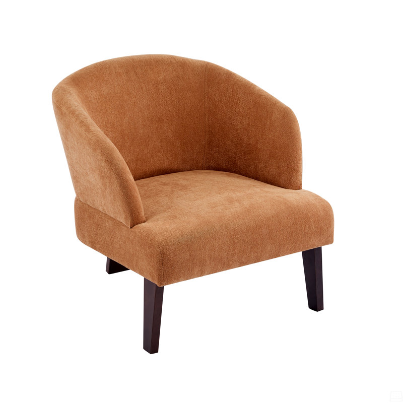 Carreras Upholstered Accent Chair With Curved Back & Wooden Legs, 1, Light Pumpkin