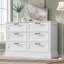 Commode 30 po à 6 tiroirs en bois blanc pour chambre à coucher et garde-robe