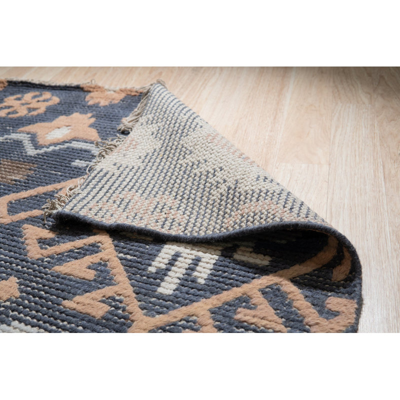 Tapis noir en laine noué à la main polyvalent Oushak, Rectangulaire 8 pi x 10 pi