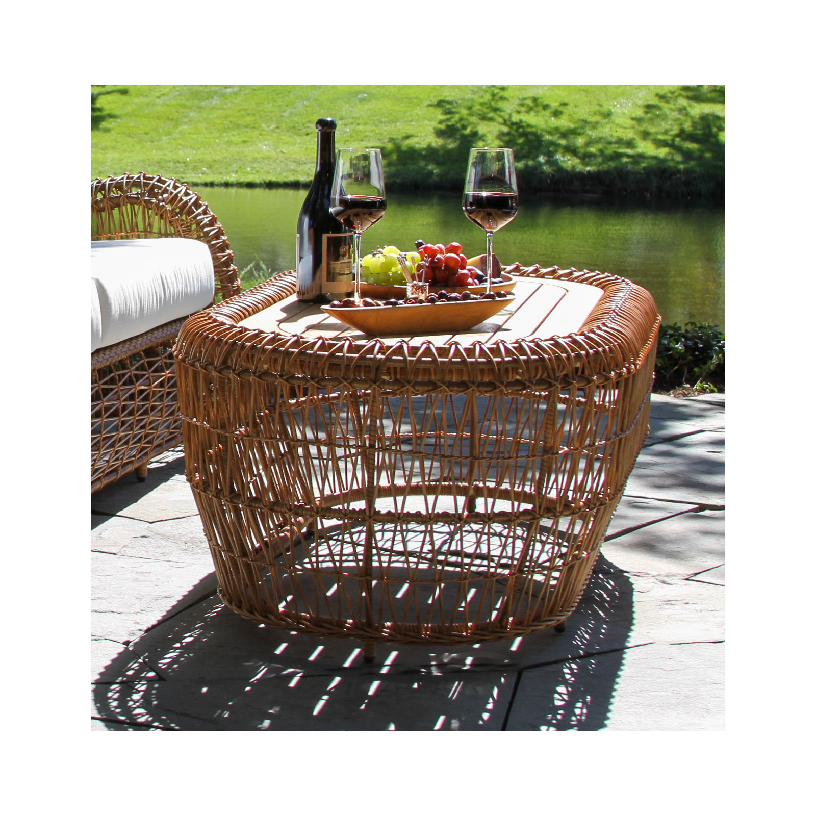 Alyshia 47" Oval Wicker Outdoor Coffee Table