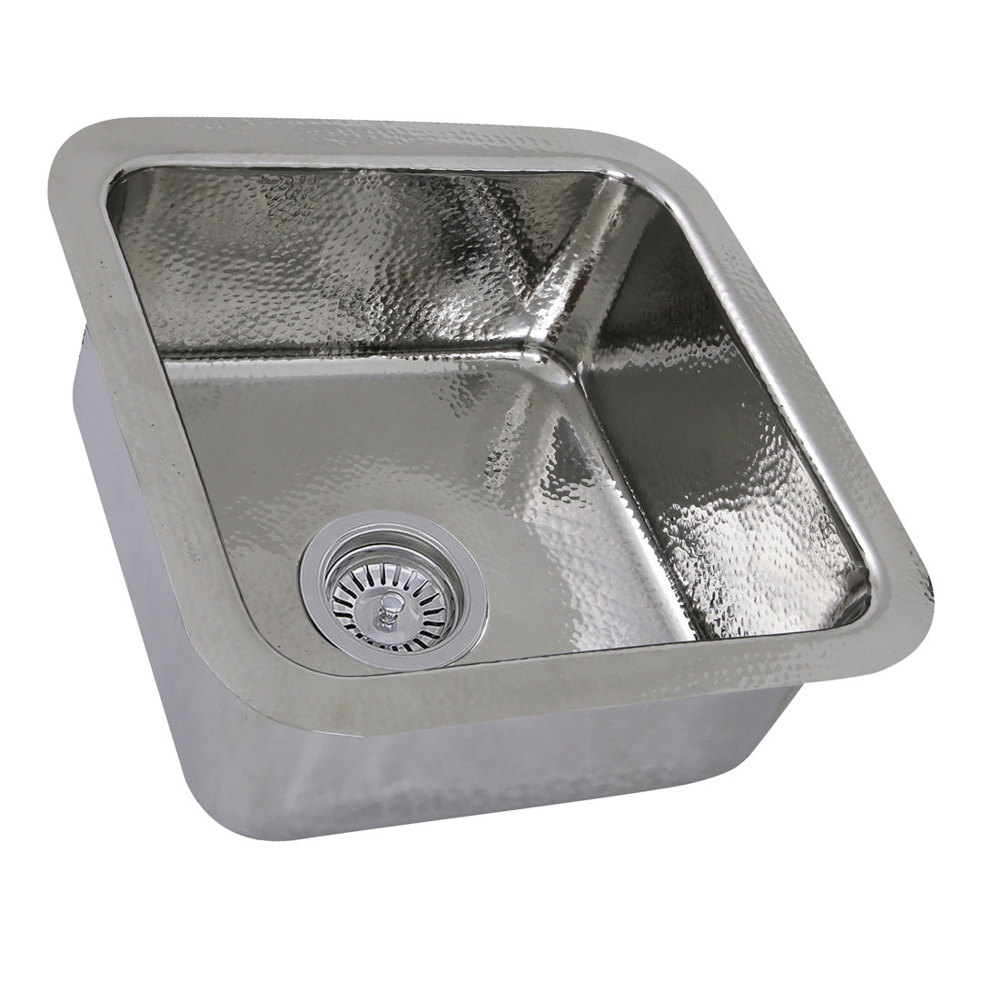 Brightwork Square Hammered Stainless 16.5" L x 16.5" W Bar Sink Nantucket Sinks