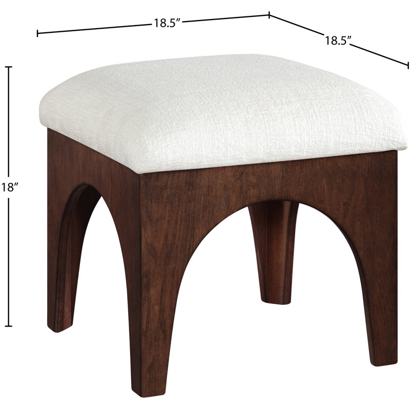 Lawson Chenille Fabric Ottoman, Cream Chenille Fabric, Brown Walnut