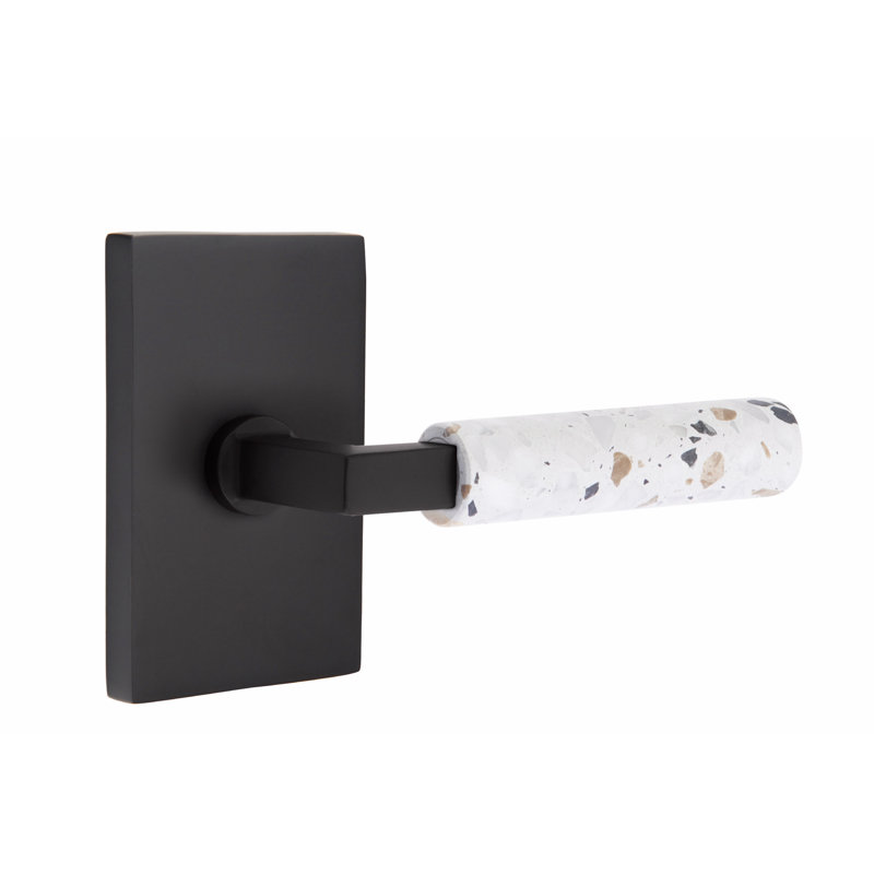 Select Single Dummy Door Lever, Flat Black/Light Terrazzo