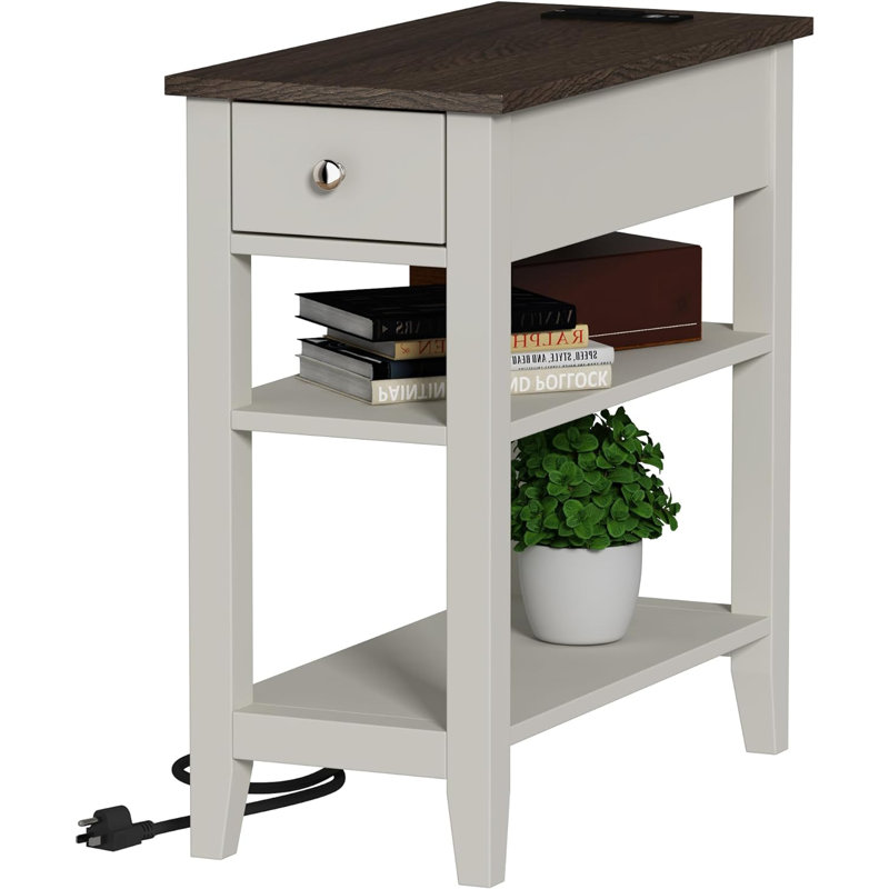 Yalimar End Table, Brown Top/White Base