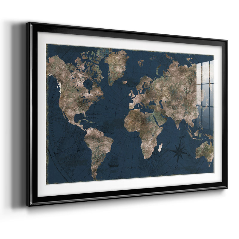 " Navy Atlas ", Black, 30" H x 44 W x 1.5 D