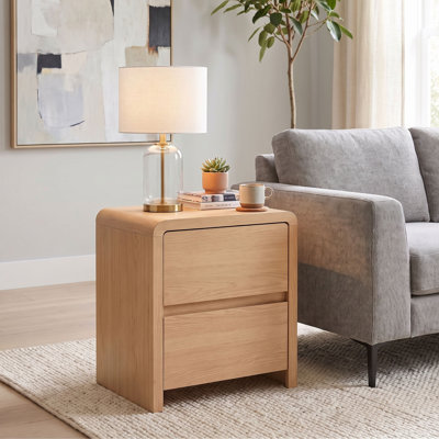 Table de chevet 2 tiroirs, table de chevet avec tiroirs de rangement, table de chevet ou table d'appoint pour salon Ginan, l 15,6 po x l 18,9 po x H 21,7 po