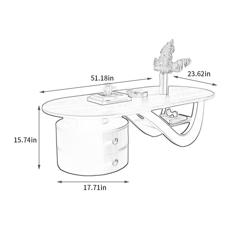 Table basse en bois massif clair wabi-sabi, Crème, H 15,74 po x L 51,18 po x l 23,62 po