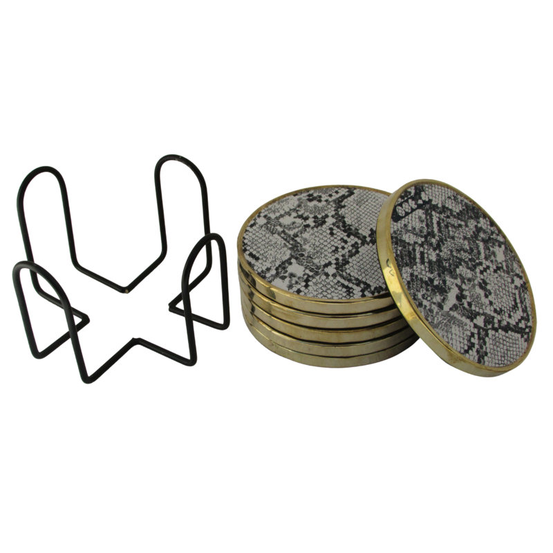 Ensemble de sous-verres avec support, Peau de serpent