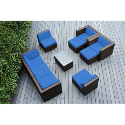Kiara Wicker 7 - Person Seating Group with Cushions - No Assembly