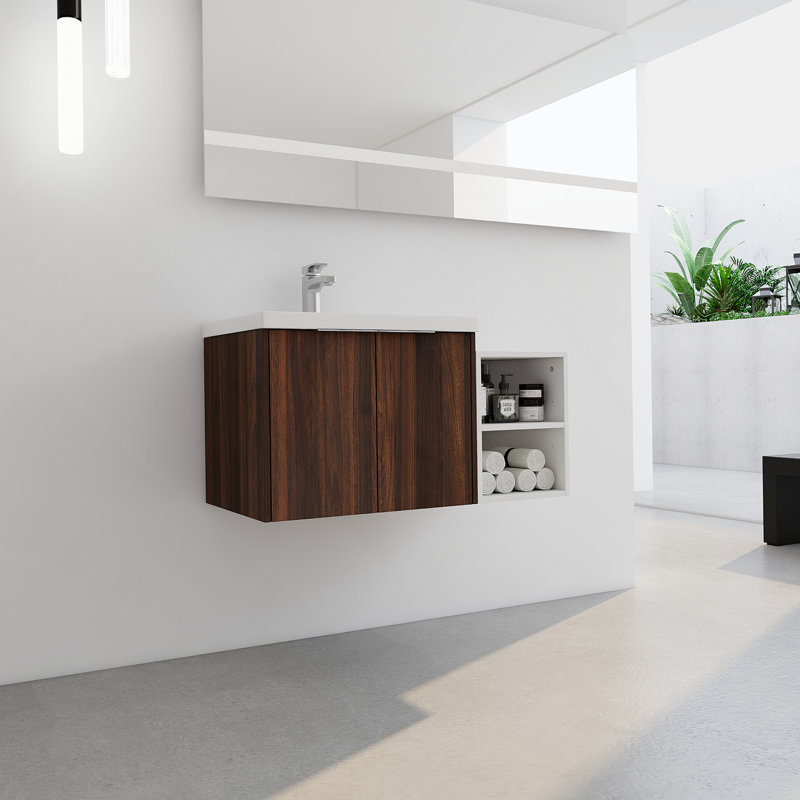 Meuble-lavabo à fermeture en douceur 36 po avec lavabo, Blanc