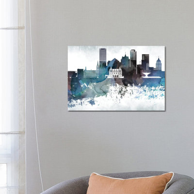 Milwaukee Bluish Skylines - Wrapped Canvas Print