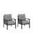 Set Of 2  All-Weather Metal Armchairs, Khaki Frame With Gray Cushions-182209575-182209561