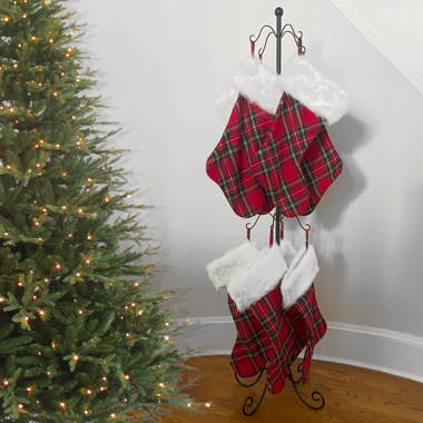 Christmas Stocking Holder Stand Freestanding 60 Tall Black Wrought Iron 6 Hooks