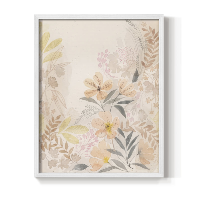 Windswept Wildflowers II, reproduction encadrée - bois massif, H 15 po x l 12 po, Blanc