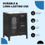 Van Meuble-lavabo noir 24 po Cabinet - Meuble-lavabo avec deux tiroirs, porte et tablette réglable (bois massif et panneau de fibres à densité moyenne)-119617932