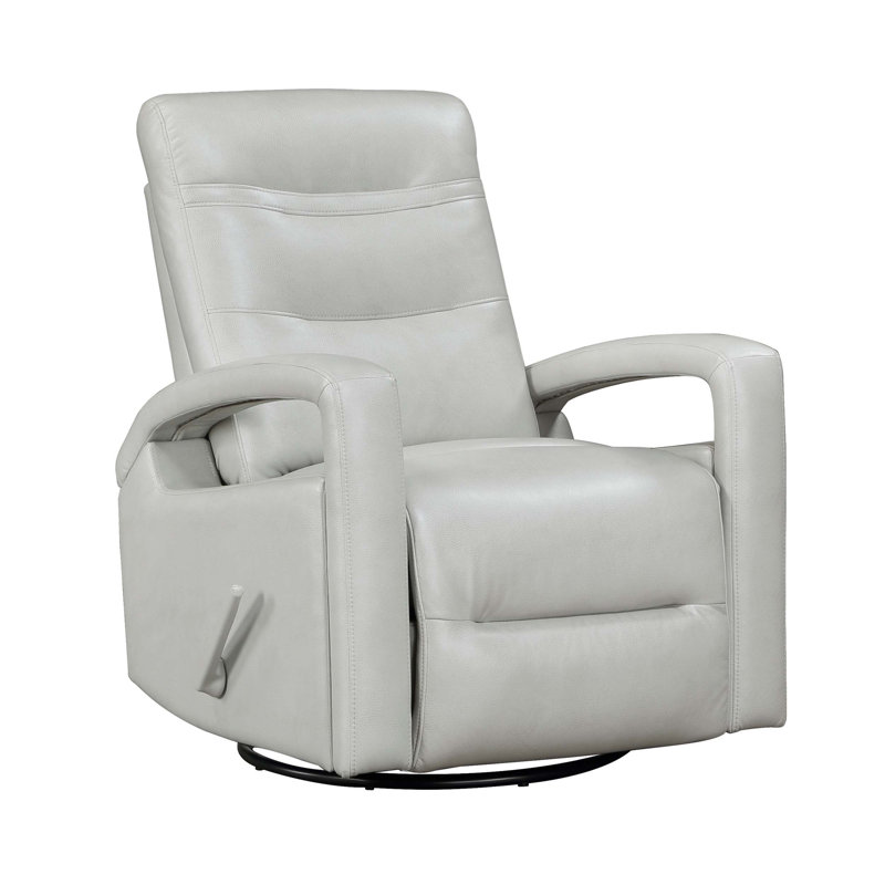 Upholstered Swivel Glider Recliner Chair With Faux Leather,  For Modern Living And Office Comfort, Smoke