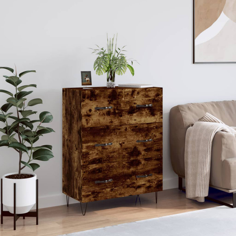 Mareda 69.5cm W 3 - Drawer Chest of Drawers, Smoked Oak