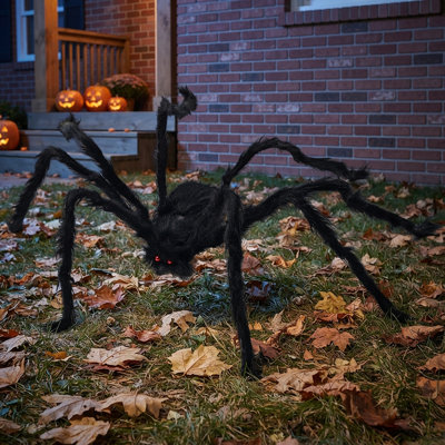 Halloween Giant Hairy Spider Decoration, 2pcs Large Outdoor Indoor Scary Black Spider Prop for Haunted House, Yard, Lawn and Party Decor