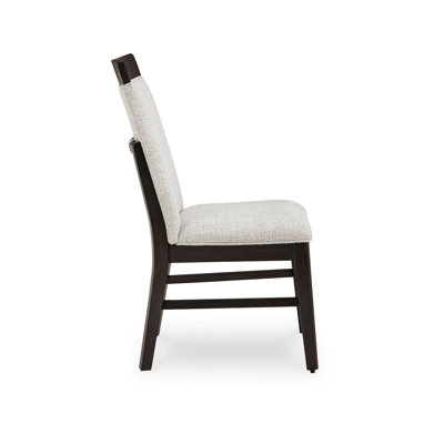Nea Dining Side Chair Set Of 2, Dark Gray Wood Frame With White Cushions