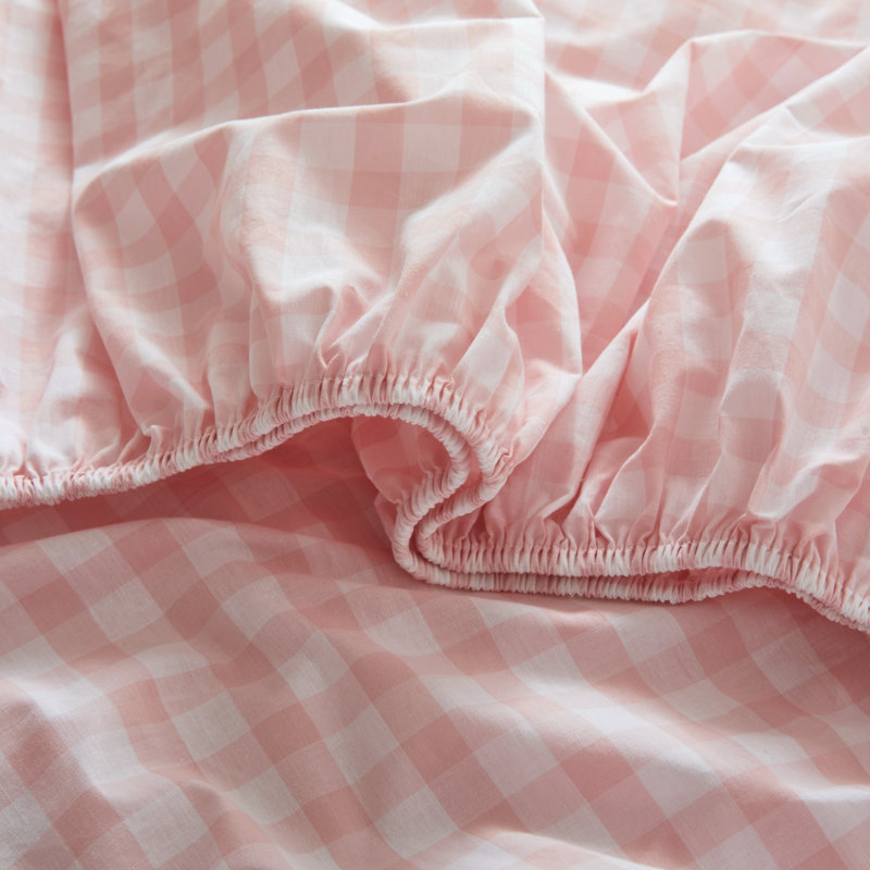 Ensemble de draps-housse en coton lavé, Drap-housse pour lit double + 2 taies décoratives