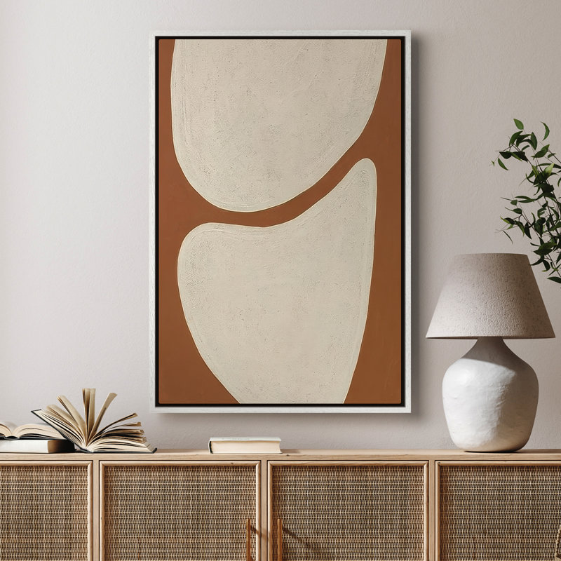 Framed Canvas Wall Art White Geometric Abstract Wall Prints for Bedroom - 16"x24", 24" H x 16" W, White