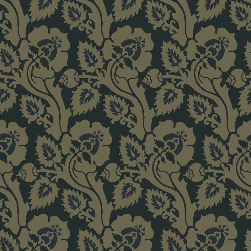 Paisley Briar - Black Gold Botanical Wallpaper