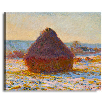 Grainstack in the Sunlight, Snow Effect par Claude Monet The World Classic Art Reproductions, estampe numérique sur toile pour décoration intérieure pouces