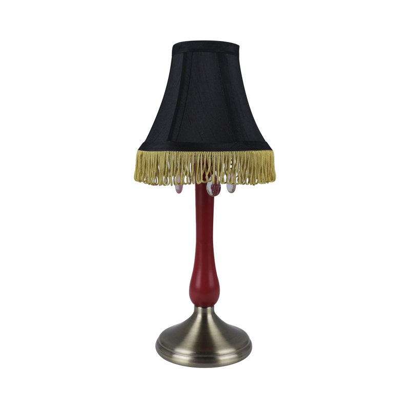 Lampe de table 14 po Kristien, Base rouge Ruby/abat-jour noir