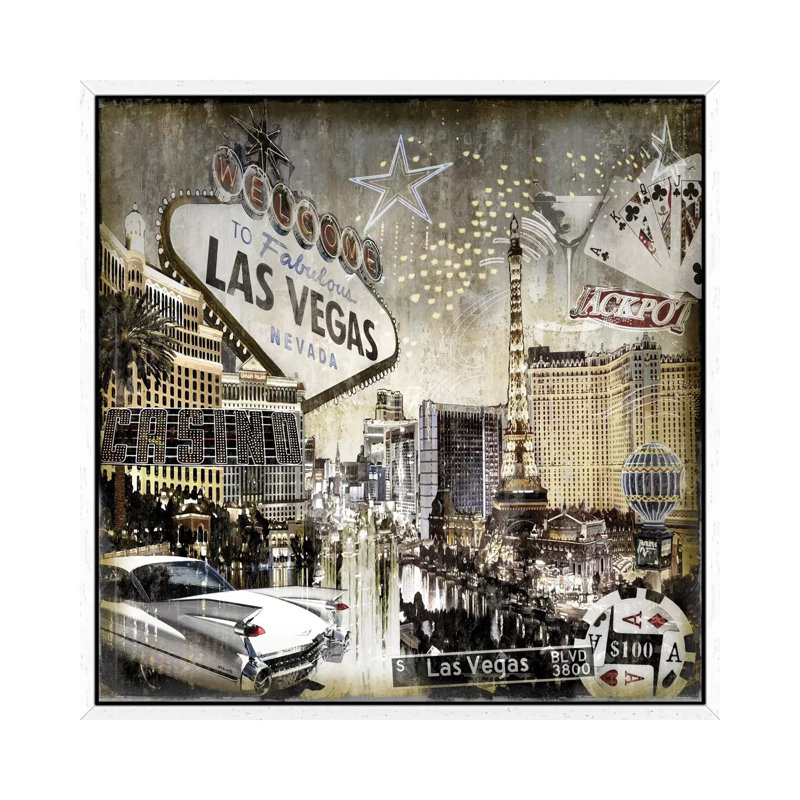 Las Vegas by Dylan Matthews - Single Picture Frame Print on Canvas, 93.98 cm H x 93.98 cm W, White Framed