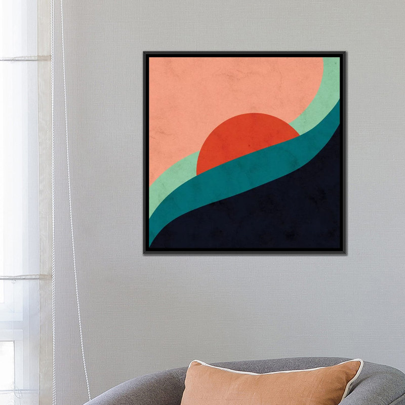 Horizon par Reyna Noriega-impression, H 18 po x l 18 po x 1,5 po, Toile avec cadre noir, Pas de tapis
