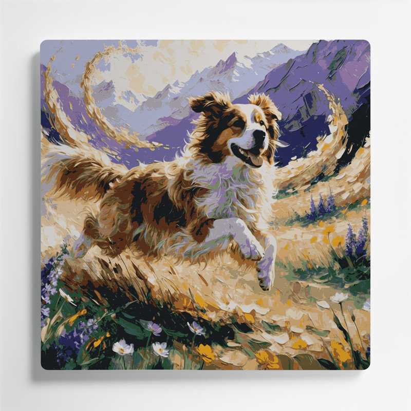 Chiens, berger des montagnes, art mural beige, H 32 po x l 32 po