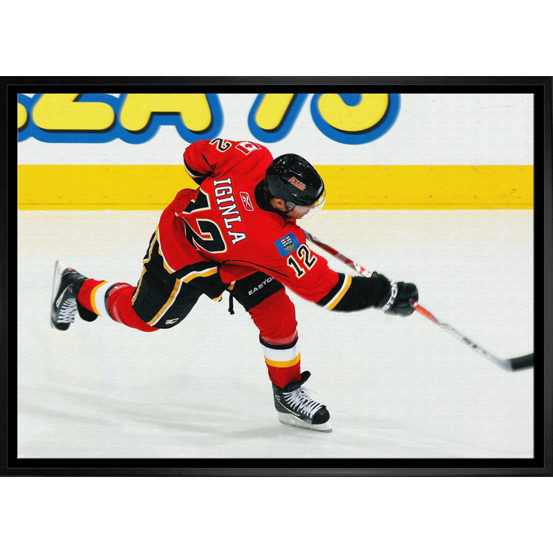 Jarome Iginla 20 x 29, encadrée de flammes sur toile