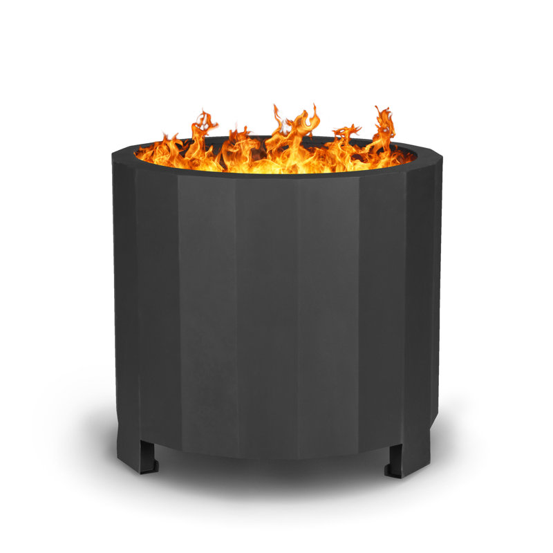 Black Portable Smokeless Wood Burning Fire Pit with Integrated Stand