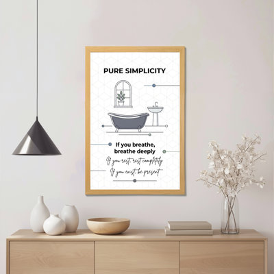 Impression sur toile tendue sur toile Pure Simplicity, impression de typographie minimaliste et baignoire