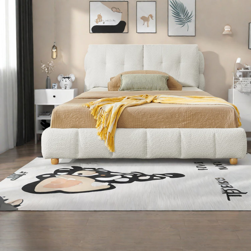 Lits Cloud Comfort, cadre rembourré moderne Queen Boucle pour la maison