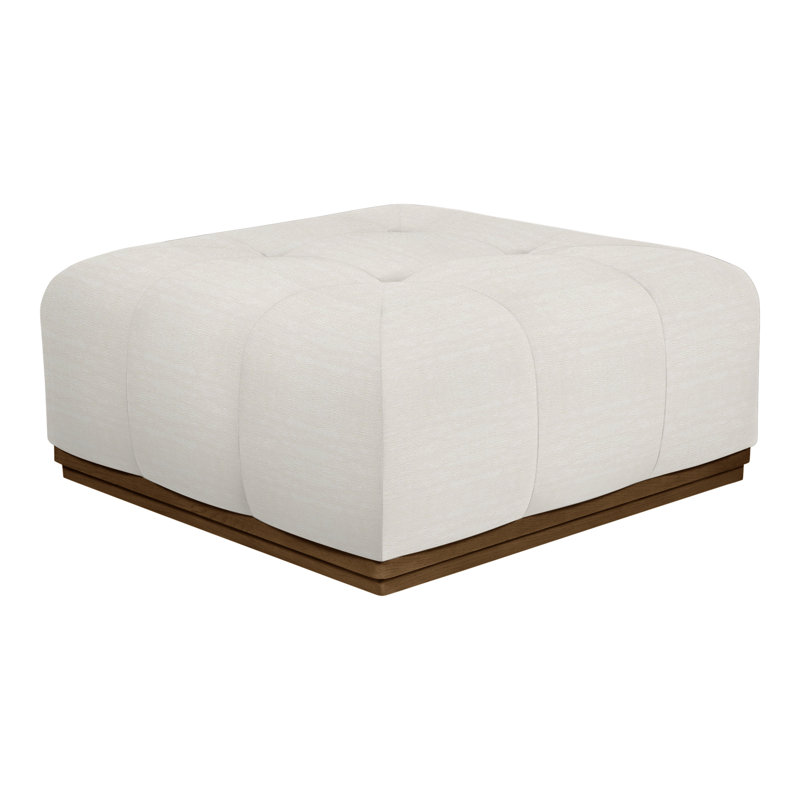 Denison By Thom Filicia Square Tufted Ottoman, Nadia Parchment, Havana