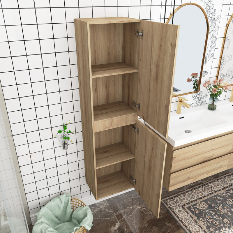 Armoire de salle de bain murale Skoura, Chêne naturel