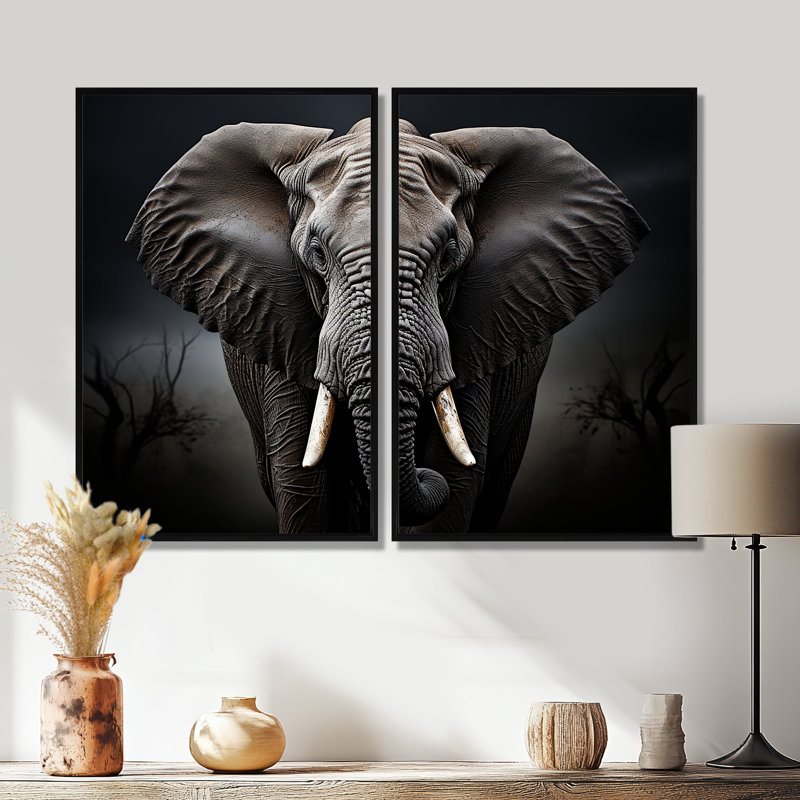 Éléphant Silent Majesty III - animaux, ensemble d'éléphants, ensemble de 2, Black, 36" H x 48" W