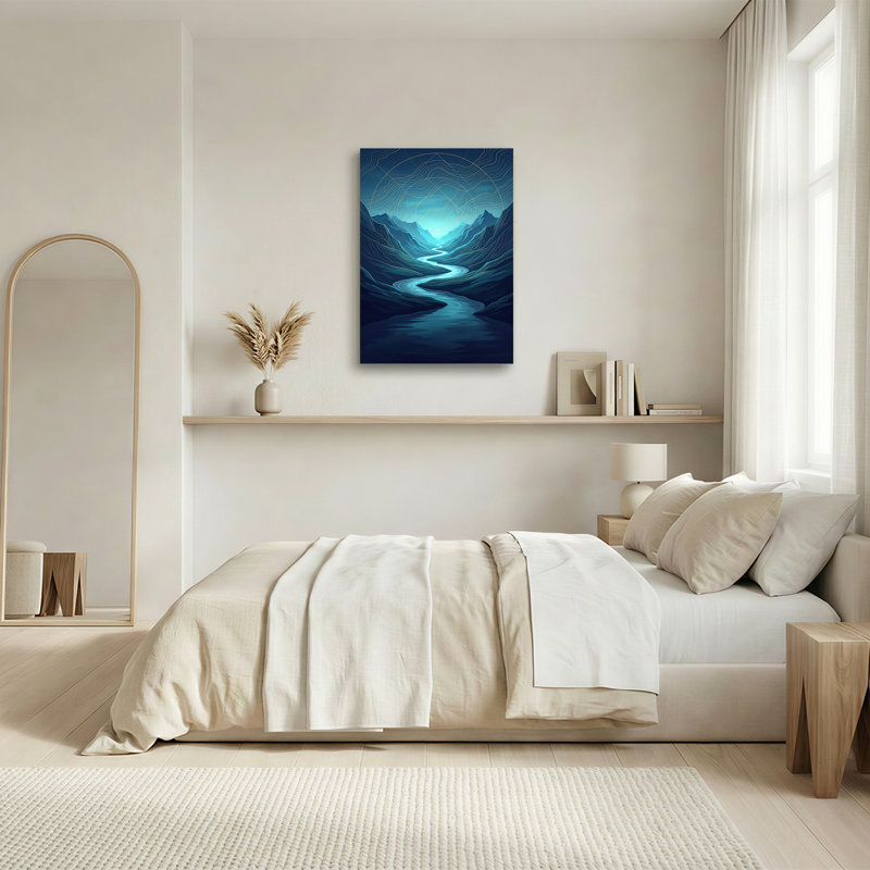 «Deep Blue Mountain River Valley», art mural sur toile, H 40 po x l 28 po