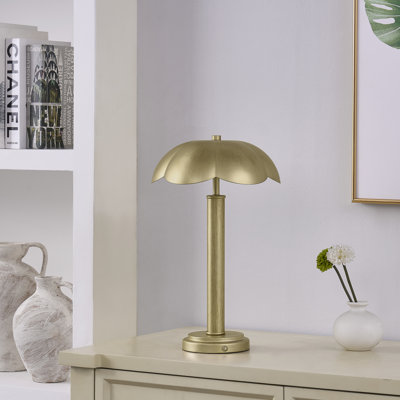 15.25" Metal Table Lamp With Gold Shade