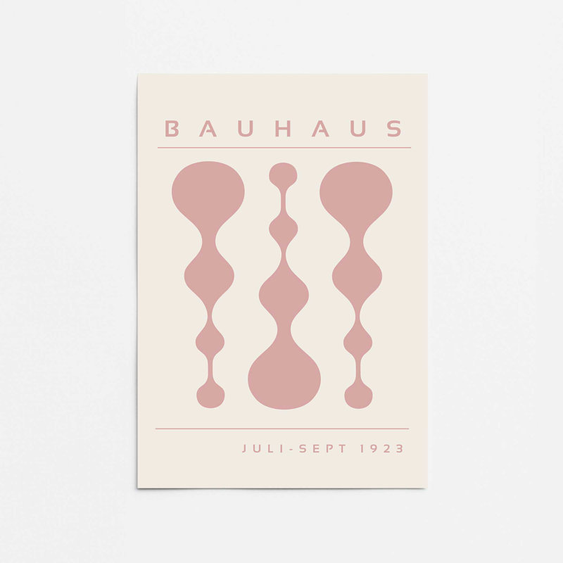 «Pink Retro Bauhaus», affiche I dans un cadre, H 16 po x l 12 po x P 0,1 po, Impression sans cadre